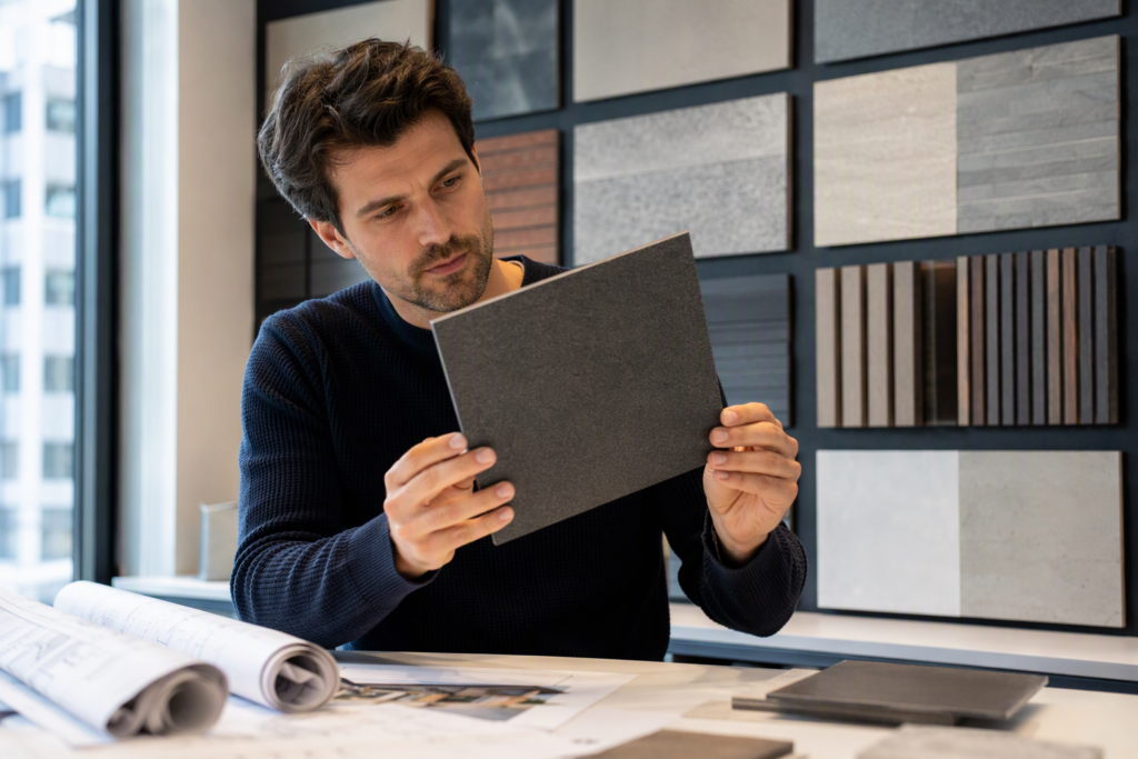 Architect reviews facade sample